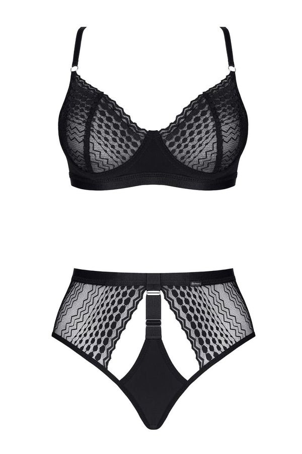 Schwarzes verführerisches Spitzen Set mit aufregenden Cut Outs von Demoniq – Ansicht 5