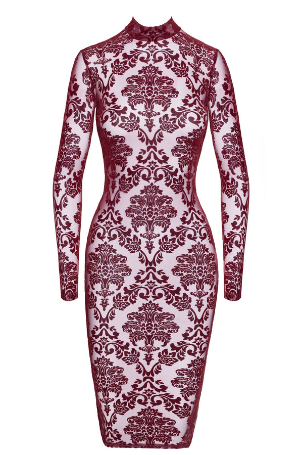 Romantisches rotes Flockkleid Kink Royal halblang mit Samt von Noir Handmade – Ansicht 11