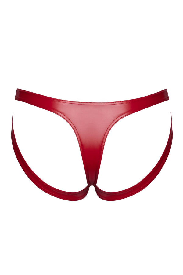 Verführerische rote Strappy Panties F394 mit Cutout-Bändern von Noir Handmade – Ansicht 4