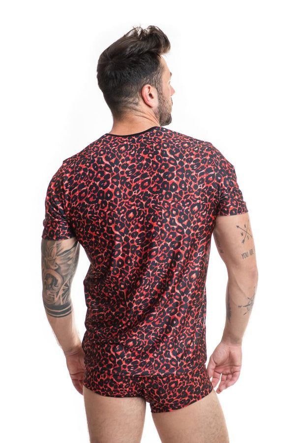 Rotes verlockendes Herren Shirt mit wildem Leo Print von Anais for Men – Ansicht 2