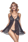 Schwarzes sündiges Spitzen Chemise mit hauchzartem Tüll und String von Anais apparel