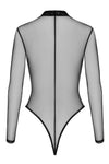 Sexy schwarzer Wetlook Body F388 mit hohem Beinausschnitt von Noir Handmade – Ansicht 4