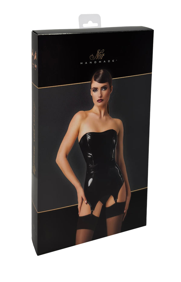 Sexy schwarzes Dominae Venom Lack Corsagen-Kleid von Noir Handmade – Ansicht 9
