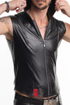 Herren Wetlook Weste mit Reißverschluss und vertikalen Stichen von Regnes Fetish Planet – Ansicht 6