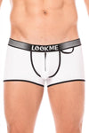 Weißes provokantes figurbetontes Boxershort mit markantem Reißverschluss von LOOK ME