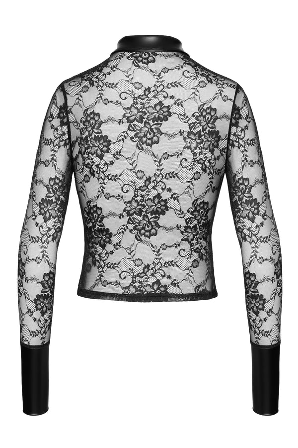 Romantisches schwarzes Noirelle Spitzen-Buttonshirt von Noir Handmade – Ansicht 4