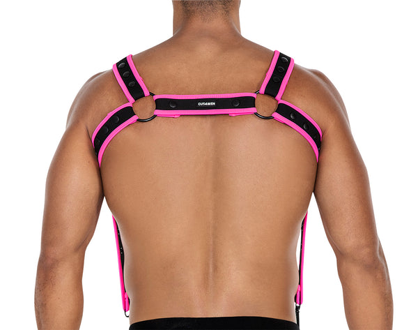 Herren-Brust-Harness mit Metallringen Schwarz/Pink von CUT4MEN – Ansicht 7