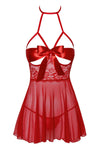 Rotes sündiges offenes Neckholder Nachtkleid mit verspielter Satinschleife von Kissable – Ansicht 2
