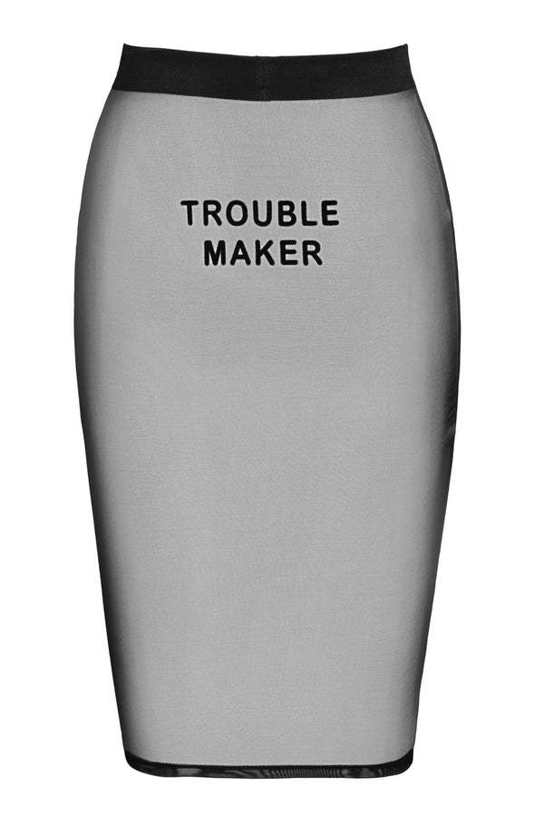 Eleganter schwarzer halblanger Wetlook Rock F390 von Noir Handmade – Ansicht 8