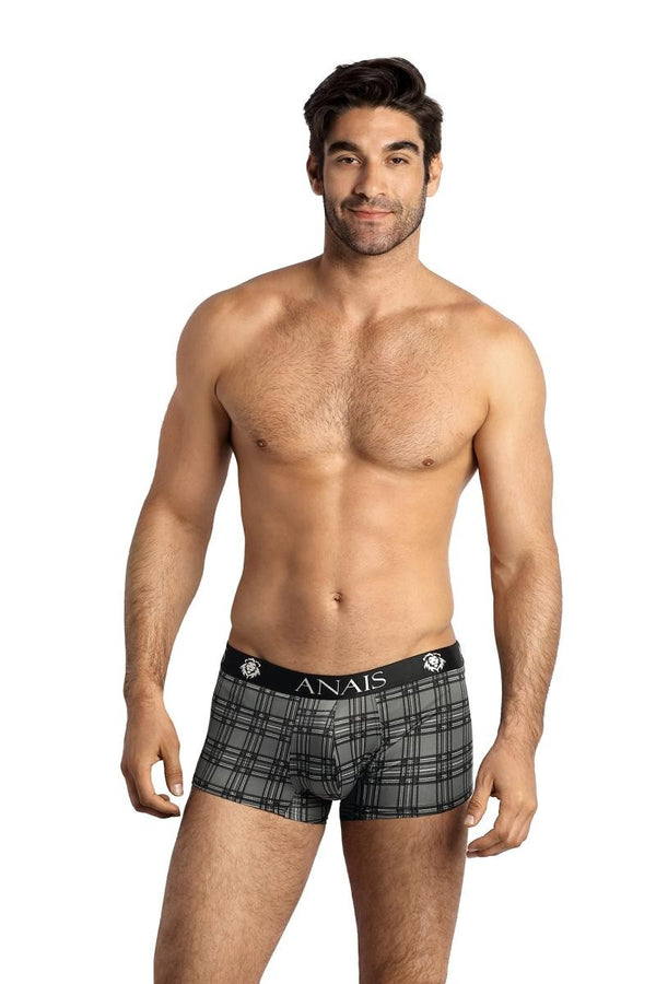 Graue verführerische Herren Boxershorts mit aufregendem Karomuster von Anais for Men