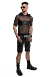 Schwarzes verführerisches Kapuzenshirt mit markanten Wetlook Details von Regnes Fetish Planet – Ansicht 7