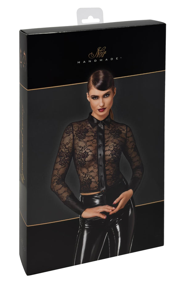 Romantisches schwarzes Noirelle Spitzen-Buttonshirt von Noir Handmade – Ansicht 8