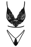 Schwarzes atemberaubendes sexy Set aus feiner dehnbarer Spitze von Kissable – Ansicht 2