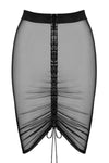 Eleganter schwarzer halblanger Wetlook Rock F390 von Noir Handmade – Ansicht 2