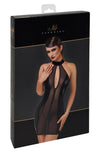 Sinnliches schwarzes Luxuria Crystal Sheer Minikleid mit Strass von Noir Handmade – Ansicht 9
