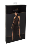 Sinnliches schwarzes Onyx Twin-Slit Maxi-Kleid von Noir Handmade – Ansicht 9