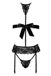 Schwarzes verführerisches Set aus Spitze und Gummibändern von Kissable – Ansicht 2