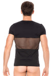 Schwarzes verführerisches T-Shirt mit zwei Reißverschlüssen von LOOK ME – Ansicht 2