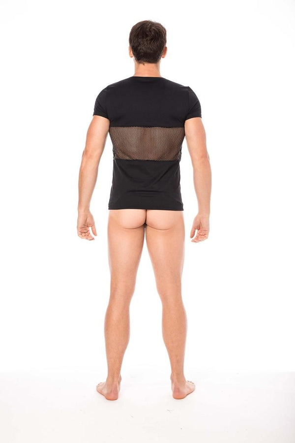 Schwarzes verführerisches T-Shirt mit zwei Reißverschlüssen von LOOK ME – Ansicht 5