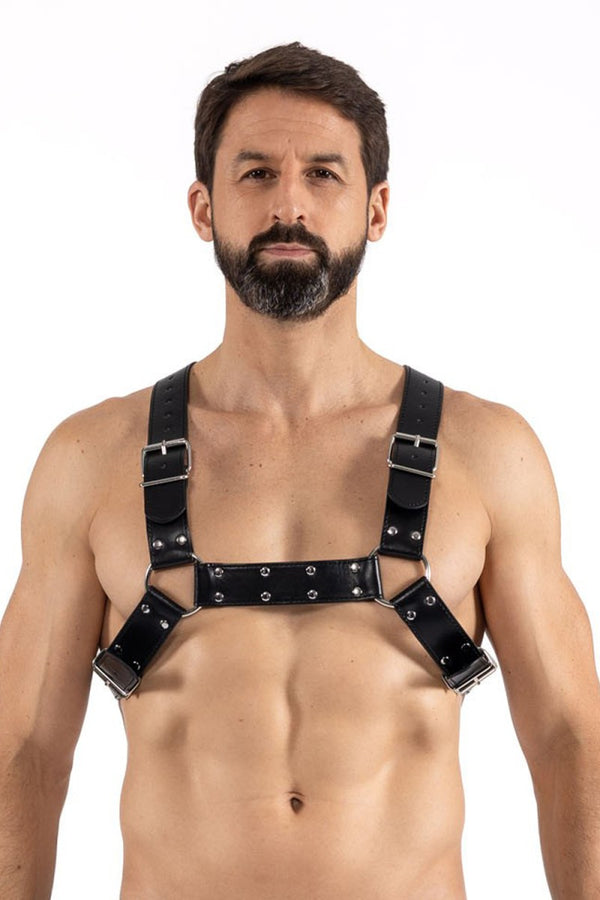 Schwarzer verführerischer Herren Harness für maskuline Akzente von LOOK ME – Ansicht 2