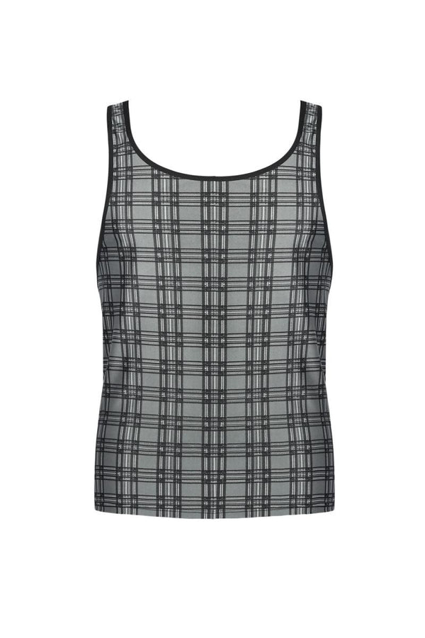 Graues verführerisches Herren Tank Top mit Karomuster von Anais for Men – Ansicht 2