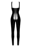 Sexy schwarzer Wetlook Overall F362 mit langem Reißverschluss von Noir Handmade – Ansicht 4