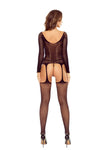 Schwarzer aufregender Catsuit ouvert aus hochelastischem Netzmaterial von Passion – Ansicht 2