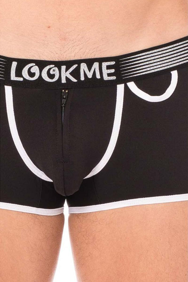 Schwarzes verführerisches Boxershort mit Reißverschluss von LOOK ME – Ansicht 6