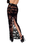 Eleganter schwarzer Bondesque langer Rock aus Wetlook von Noir Handmade – Ansicht 7