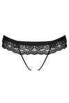 Schwarzer verführerischer String mit eleganter Spitzenverzierung von Obsessive – Ansicht 5