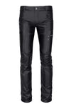 Schwarze attraktive Wetlook Hose mit auffälligen Reißverschlüssen von Regnes Fetish Planet – Ansicht 2