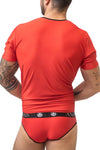 Rotes verführerisches T-Shirt mit markantem Gummiband von Anais for Men – Ansicht 2