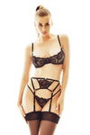 Schwarzes verführerisches Dreiteiler Set mit edlen Spitzendetails | Anais apparel