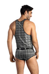 Graues verführerisches Herren Tank Top mit Karomuster von Anais for Men – Ansicht 3