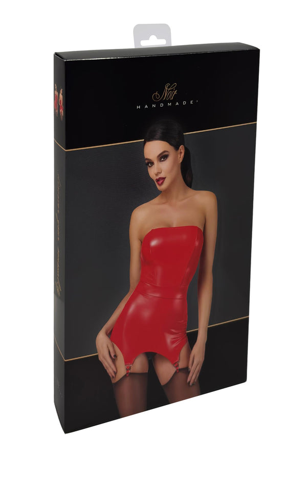Sexy rotes Bombshell Fierce Lack Corsagen-Kleid von Noir Handmade – Ansicht 11
