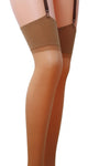 Beige klassische Strapsstrümpfe aus feinem Stoff von Passion