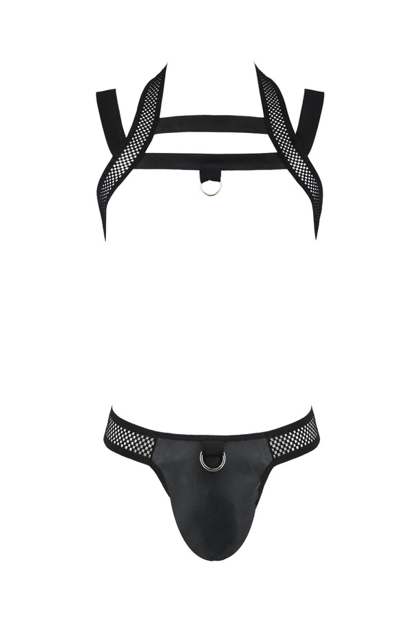 Harness Set mit Netzeinsätzen, Metallring und Gummibändern von Passion Menswear – Ansicht 7