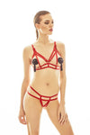 Rotes aufregendes zweiteiliges Set aus elastischen Bändern von Anais apparel
