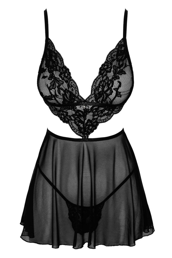 Schwarzes verführerisches Negligee aus feinem Netzmaterial von Kissable – Ansicht 2