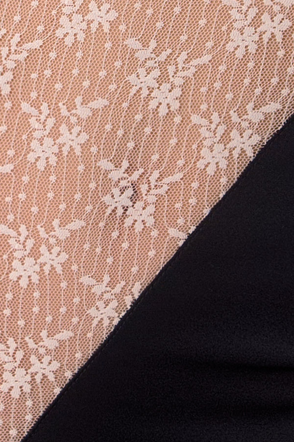 Schwarzes verführerisches Babydoll mit zarter Spitze von Passion – Ansicht 3