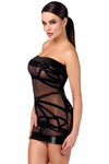 Sexy schwarzes Off-Shoulder Bondesque Minikleid aus Wetlook von Noir Handmade – Ansicht 5