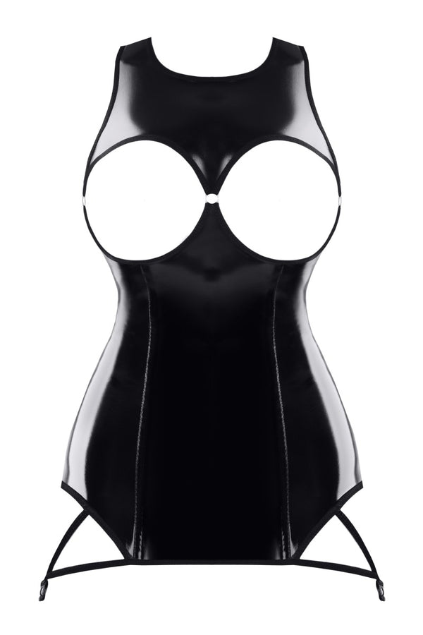 Brustfreies Lack-Minikleid mit Strumpfhalterclips von Demoniq – Ansicht 8