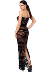 Verführerisches schwarzes Off-Shoulder Bondesque langes Wetlook Kleid von Noir Handmade – Ansicht 3