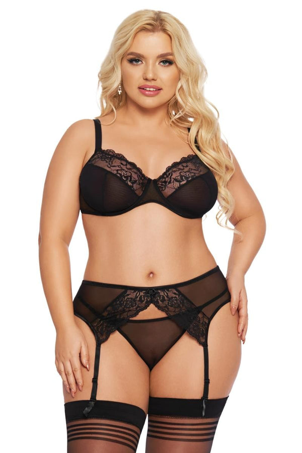 Schwarzes sündiges Dessous Set mit zarter Spitze von Softline