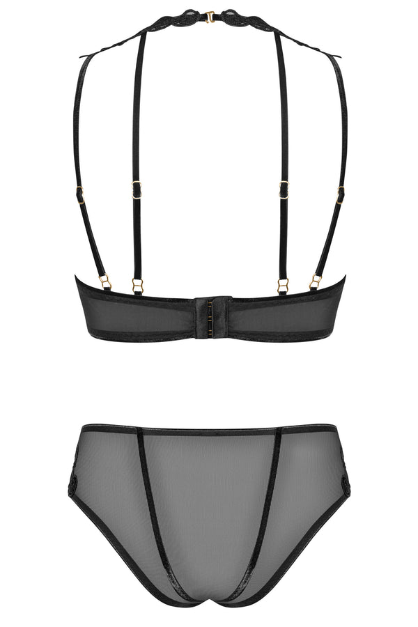 Schwarzes elegantes Dessous Set mit Stickereien von Petite Noir – Ansicht 4