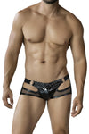 Schwarze provokante Ouvert Boxer mit glänzenden Lack Details von CUT4MEN – Ansicht 3