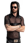 Schwarzes verführerisches Kapuzenshirt mit markanten Wetlook Details von Regnes Fetish Planet – Ansicht 5