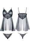 Schwarzes verlockendes Lingerie Babydoll mit aufregender Zierschnürung von Demoniq – Ansicht 8