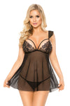 Schwarzes verführerisches Babydoll aus feiner Spitze von Softline – Ansicht 2