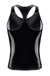 Schwarzes verführerisches Tanktop aus glänzendem Lack Material von Regnes Fetish Planet – Ansicht 4